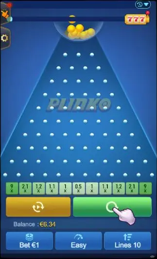 Opzioni di scommessa in Plinko.